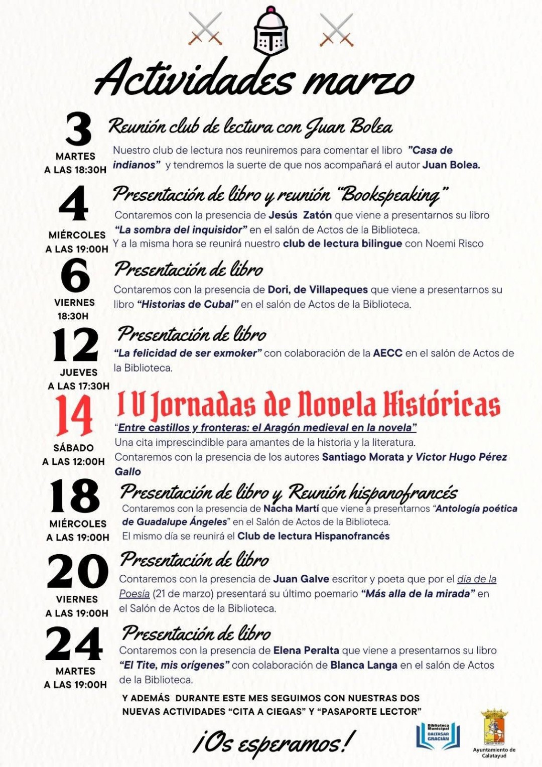 AGENDA MARZO BIBLIOTECA