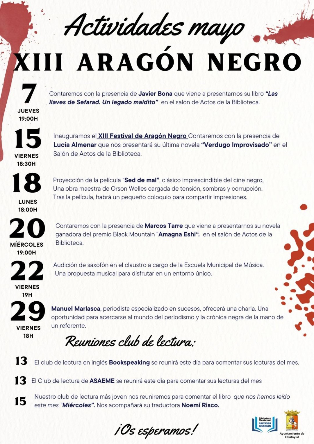 AGENDA BIBLIOTECA MUNICIPAL MAYO