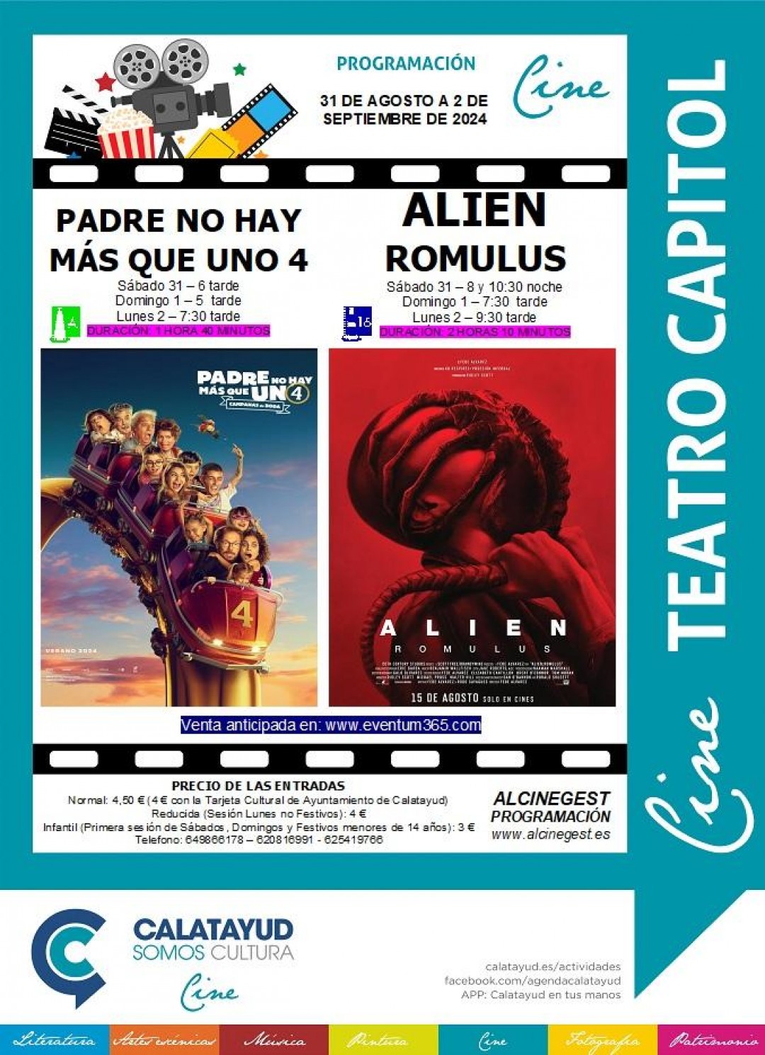 CINE 31 AGOSTO , 1 Y 2 DE SEPTIEMBRE