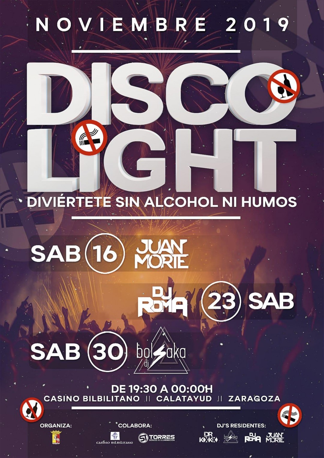 este sábado vuelve la discoteca light, un espacio sin alcohol ni humos