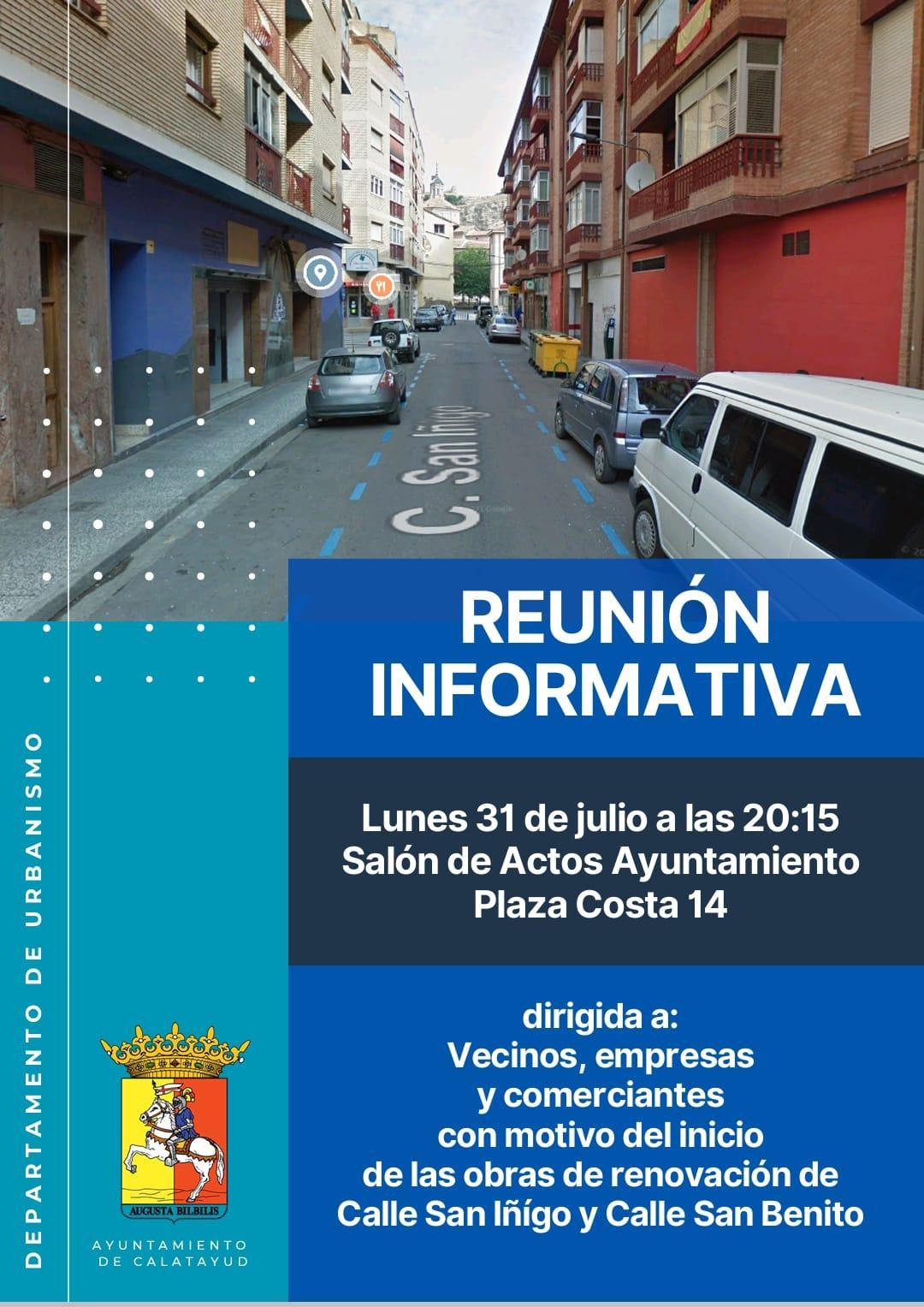 CARTEL REUNIÓN INFORMATIVA CALLES SAN IÑIGO Y SAN BENITO